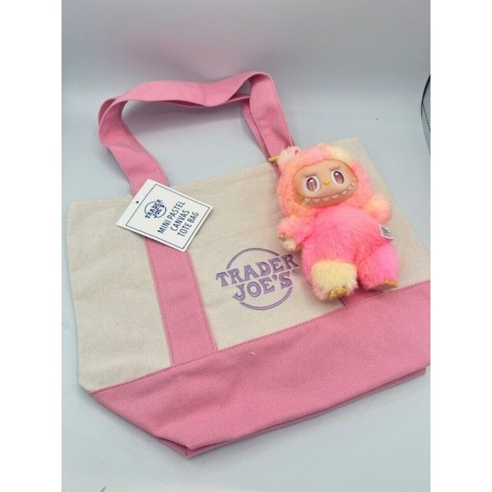 POP MART LABUBU Monsters Big Into Energy Loyalty X Trader Joe’s Mini Tote Pink